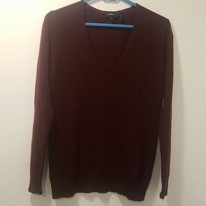 Burgandy Theory V Neck Cashmere Sweater